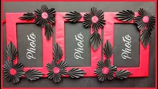 Unique design Photo frame craft idea/ 3 photo's photo frame making at home/ Beautiful and Easy