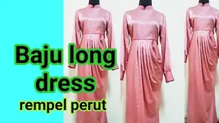 Baju long dress rempel perut