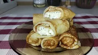 Блинчики с ТВОРОГОМ и СЫРОМ. Вкусный , полезный завтрак!