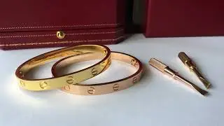 Cartier LOVE bracelet Yellow Gold and Rose Gold size 17