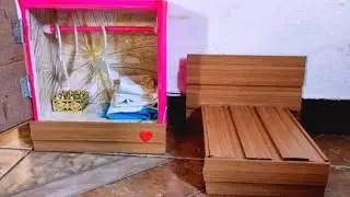 Cama e guarda-roupa com material reciclável