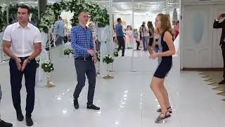 Wedding battle dance. Smart guys against beautiful girls.