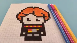 PIXEL ART - Comment dessiner Ron de Harry Potter / How to draw Ron - Harry Potter