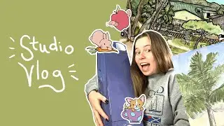 STUDIO VLOG | cricut stickers, watercolor painting, and making reels