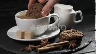 Female Hand Dipping Cookies in Milk | Stock Footage - Envato elements