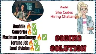 SheCodes Airtel Network Solution 2024|Techigig Coding Solution#coding#solution#offcampusdrive#tech