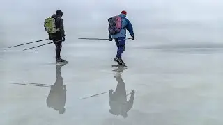 4k Ice water world and Nordic skaters