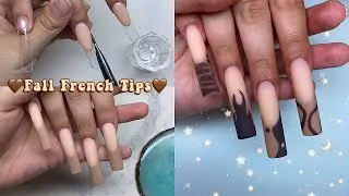 BROWN FRENCH TIP NAILS W/ NAIL ART🤎 + CREEPY REDDIT STORIES | Polygel French Tip Nail Tutorial