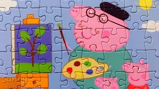Свинка Пеппа, Папа Свин и Джордж - Сборник пазлов для детей Peppa Pig | Sunny Yellow