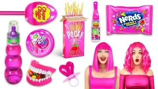 MAKAN MAKANAN PINK SAJA 24 JAM || Tantangan Makanan Satu Warna Lucu oleh RATATA COOL!