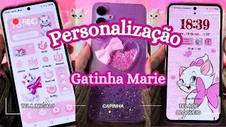 PERSONALIZAÇÃO GATINHA MARIE ROSA AESTHETIC | Organizando e Personalizando Meu Celular Android