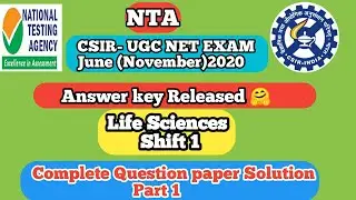 CSIR NET JUNE 2020 Answer Key | CSIR NET LIFE SCIENCES QUESTION PAPER SOLUTION | CSIR NET  CUTOFF