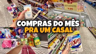 COMPRAS DO MÊS NO MERCADO PARA DUAS PESSOAS | VALOR TOTAL E AÇOUGUE