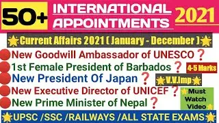 | International Appointments 2021 | New Appointment 2021 | Current Affairs 2021 | AD'S GK MANTRA