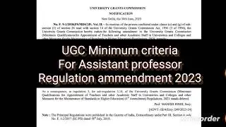 UGC Revised Minimum criteria for Asst professor || Latest Update 2023