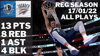 Kristaps Porzingis vs. Thunder: 13 pts, 8 reb, 1 ast, 4 blk ALL PLAYS 2021/22 Reg Season [17.01.22.]