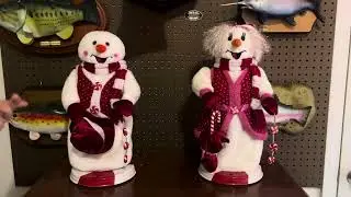 Gemmy animated peppermint spinning snowman and snow-woman review