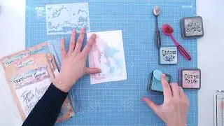 Create a clouds and sky ink blended background -  layering stencil how-to tutorial