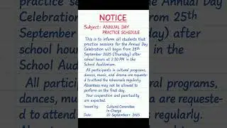 Notice Writing on Annual Day Practice Schedule 🎭📢