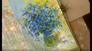 Незабудки/картина маслом