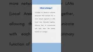 What is Bridge in computer | Computer Fundamentals |