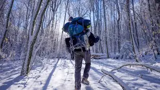 Cozy Winter Camping in a Tranquil Snowy Forest | Seneca Creek Backpacking 4K