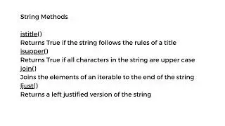 Python Methods || istitle() , isupper() , join() and ljust()