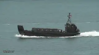 ROYAL MARINE LANDING CRAFT UTILITY (LCU) LEAVES DEVONPORT NAVAL BASE AT DEVILS POINT 22-4-24