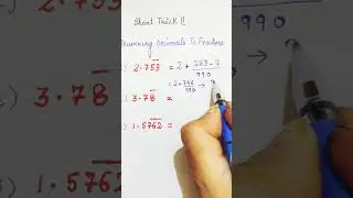 #Short Trick to Convert Recurring Decimals to Fractions #Govt. exams #rrb,Bank,SSCCGL #short#shorts