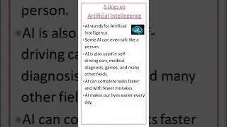 Essay on Artificial Intelligence |5 Lines on AI #shorts#ai #youtubeshorts #artificialintelligence#yt