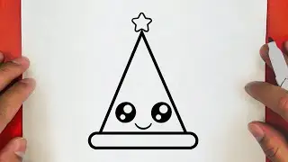 HOW TO DRAW A CUTE PARTY HAT  ,STEP BY STEP  ,DRAW CUTE THINGS