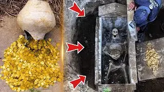 We found a treasure-filled tomb from ancient times. Treasure hunt with metal detector.