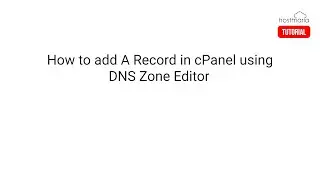 How to Add A Record in cPanel using DNS Zone Editor - HostMaria Tutorial