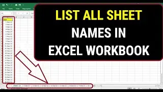 How to create multiple sheet with name in Single click | List All Sheet Names in Excel Workbook