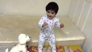 Baby Aditri Jumping and Having Fun with the dog