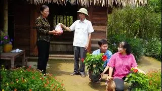 De decorated the garden for an upcoming wedding while Mr. Dai inquired about Mrs. Sam's recovery.