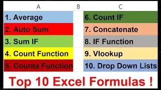 Lesson no. 42 - Top 10 Most Important Excel Formulas - Made Easy !