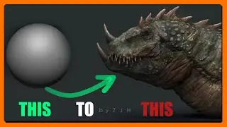 ZBrush to Photoshop Timelapse -Creature Concept Sculpture | Flyfish