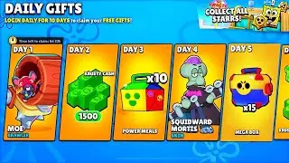 😛AMAZING SPONGEBOB DAILY GIFTS STREAK IS HERE??!!🤯🎁 COMPLETE NEW FREE REWARDS✅😎 | Brawl Stars