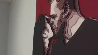 Парный портрет в стиле Pop art из 5 слоев дерева