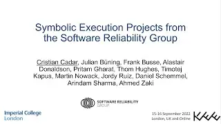 Poster: Symbolic Execution Projects from the Software Reliability Group