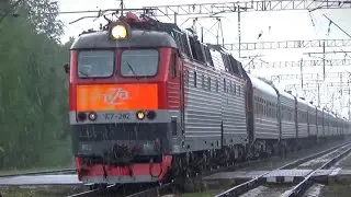 Сильный ливень! ЧС7-282 с поездом №176 Симферополь - Москва