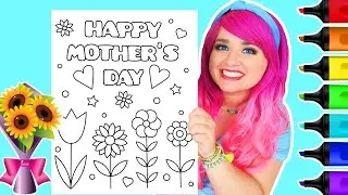 Coloring Happy Mother's Day Flowers Coloring Page | Ohuhu Art Markers