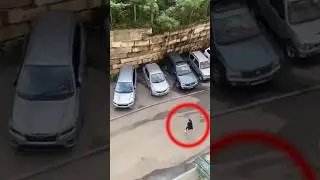 She narrowly saves her car 🤯