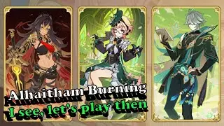 Alhaitham Burning, is this OK? with Emillie and Dehya deck | TCG Genshin Impact
