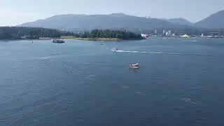 Water plane landing in Vancouver Harbor.