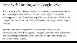 Free Web Hosting On Google Drive 100 free