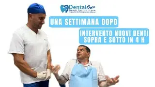 PAZIENTE SODDISFATTO CON I NUOVI DENTI SOPRA E SOTTO ( INTERVENTO IN 4H )