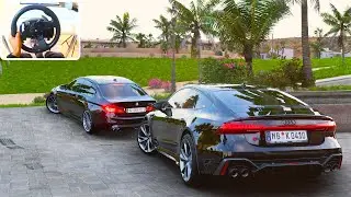 Audi RS7 Sportback & BMW M5 Forza Horizon 5  ( steering wheel gameplay ) 4K