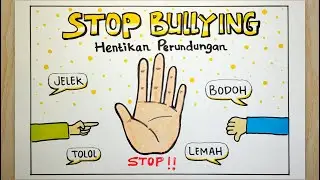 Cara menggambar stop bullying yang mudah dan simple